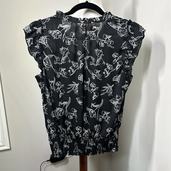 Meg & Margot Black sheer top with shirred bottom. Size Medium. - Picture 2 of 5